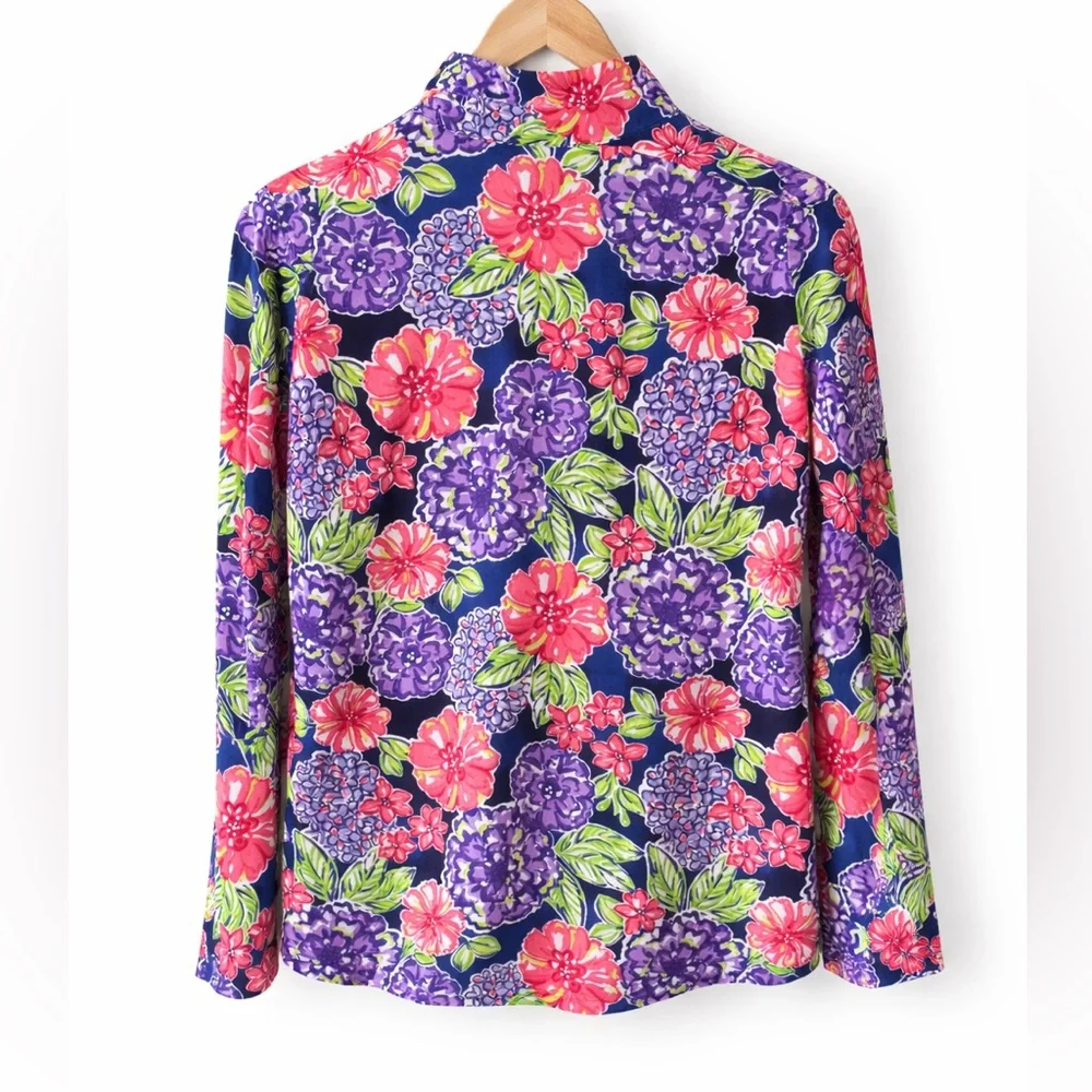 IBKUL Larisa Floral UPF 50+ Golf Top Mock Neck Long Sleeve Small - Picture 2 of 7